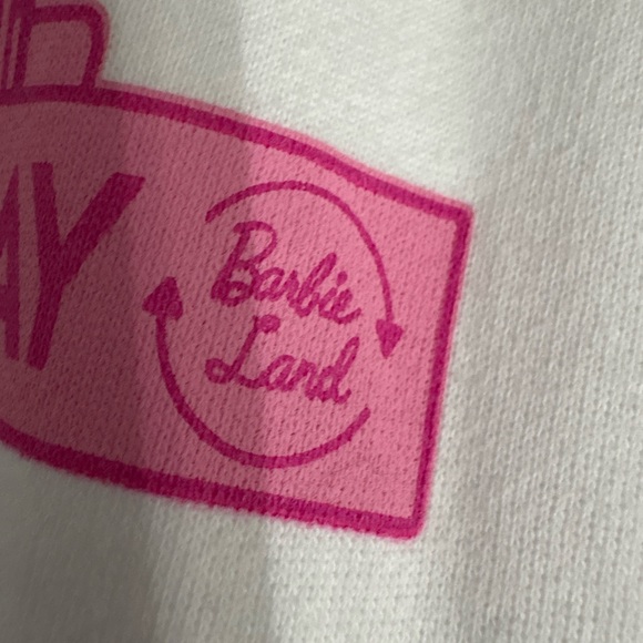 Barbie White Sweatshirt with Pink Logo Size Medium - Picture 3 of 5